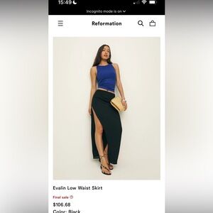 Reformation skirt. Brand new never worn, tags still on